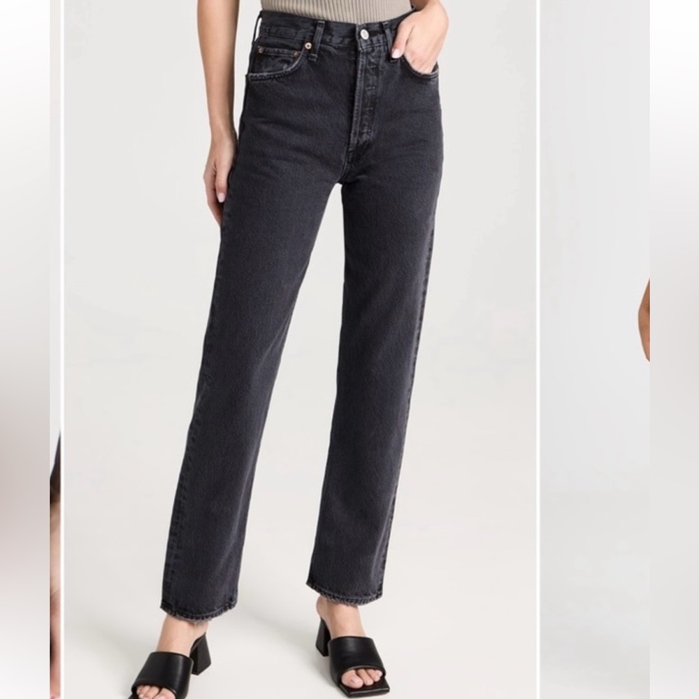 AGOLDE High Rise Straight Jeans in Washed Black